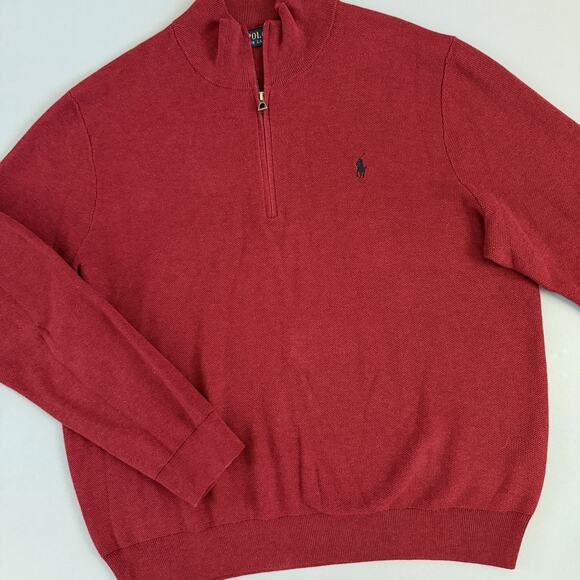 Polo by Ralph Lauren Other - Polo Ralph Lauren Quarter Zip Maroon Red Cotton Pullover Sweater